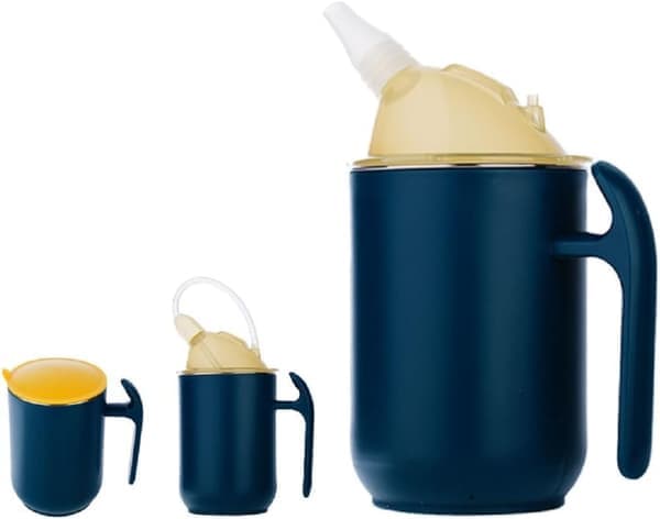 Drikkekopper for eldre, trygge sølesikre silikonkopper med lokk for voksne, for sykehuspasienter, eldre, gravide Blue