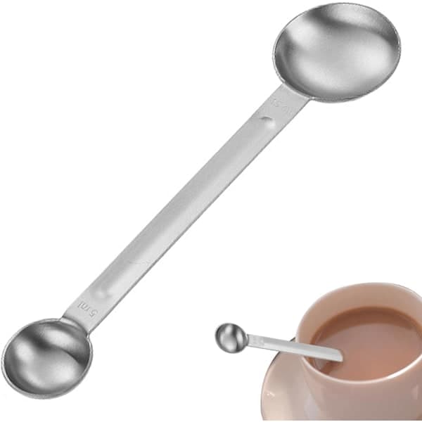 Kaffeskje for malt kaffe - Rustfritt stål, multifunksjonelt kaffeverktøy for måling og banking, sølv Silver