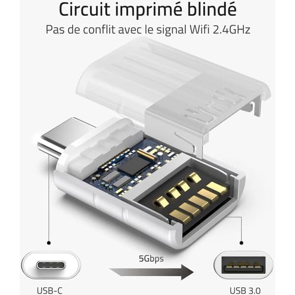 Sølv USB-C til USB-adapter, 2-pakning, USB-C hann til USB 3 hunn. Adapter kompatibel med MacBook Pro/Air 2021, iMac, iPad Mini 6/Pro