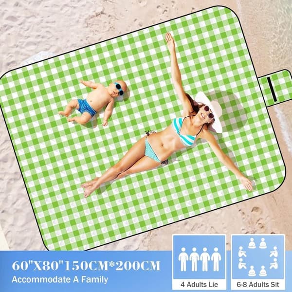 Picnicmatte, vanntett sammenleggbart campingteppe, grønt, 150x200cm, for parker, strender og utflukter