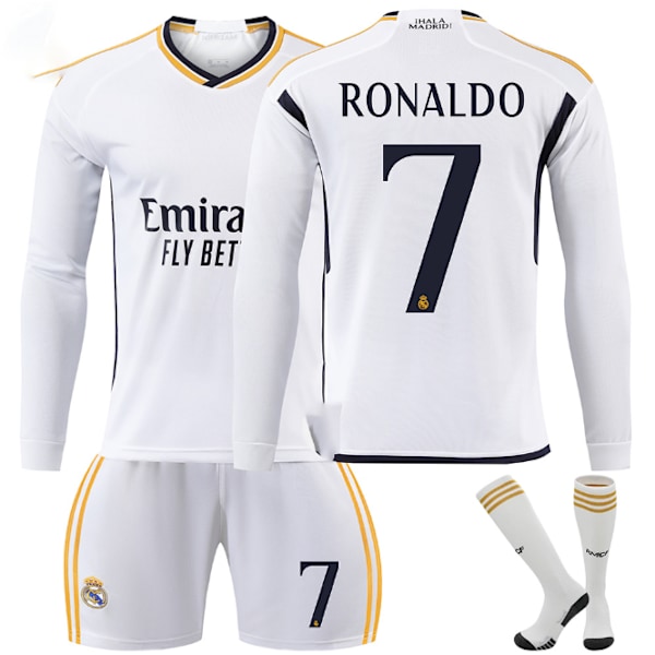 2324 Real Madrid långärmad fotbollströja nr 7 Vinicius 5 Bellingham 10 Modric och andra fotbollströjset No.7 RONALDO 2XL