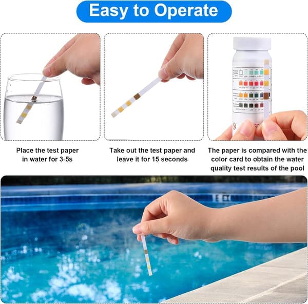 100 pH-testpinde til boblebad, 4-i-1 testpinde til pool og spa til omhyggelig vandtest af pH, 2-pak
