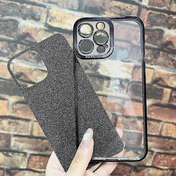 iPhone 12 Pro Glitter Luksus Deksel - Søtt Fleksibelt Plating Deksel, Kamerabeskyttelse, Støtsikkert, Motedesign for Kvinner og Menn Black standard