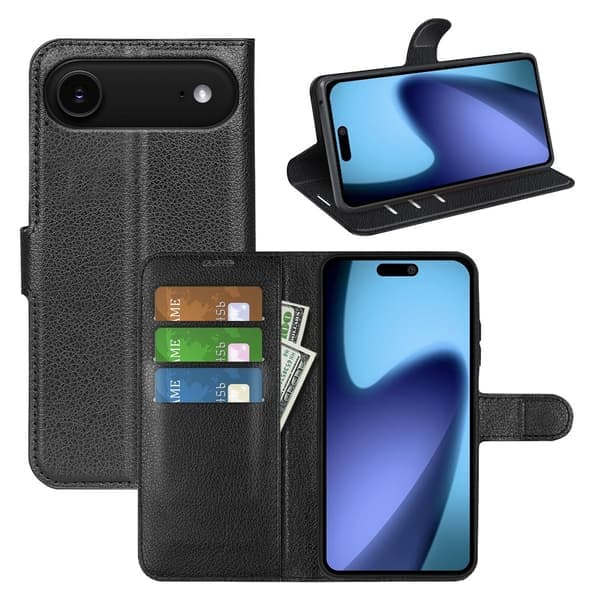 iPhone Air -kotelo, litsi-nahka, musta