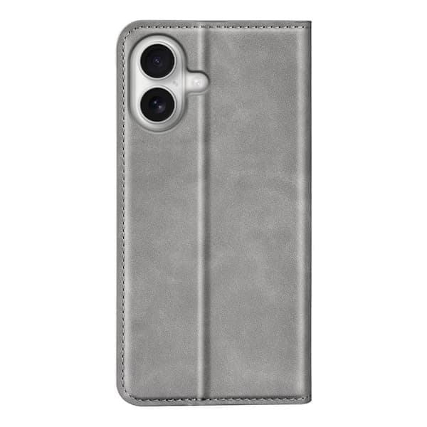 iPhone 17 Skal läderfodral med retro-skinn och magnetisk sug Grå Grå