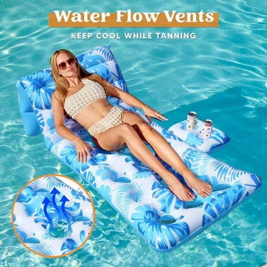 Pool Float - Oppustelig Pool Luftmadras - Lyseblå Monstera Blad Loungestol - PVC Vand Float til Sommer og Ferie - 180 X 90 Cm