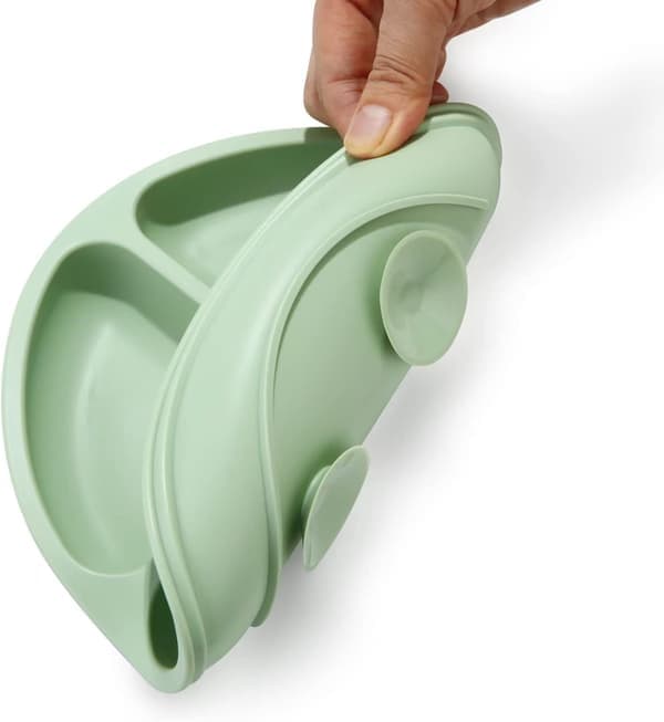 3-pack silikonsugkoppar för spädbarn, självmata för småbarn, solid delad matplatta för höghålsplatta, okrossbar