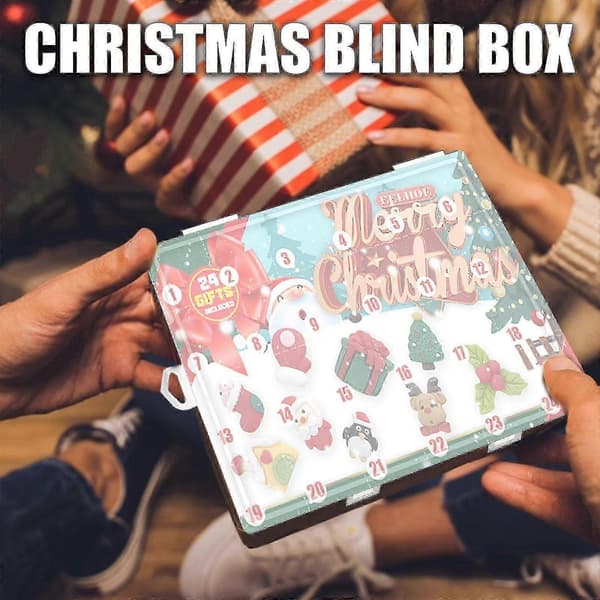 24 STK Julekalender - Snemænd, Julemand, Juletræs Blind Box Sæt