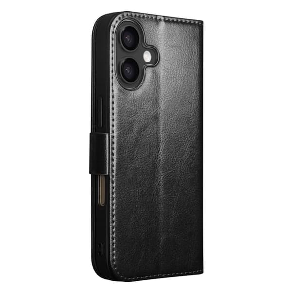 SKALO iPhone 17 QIALINO Ægte Læder Pung Etui - Sort Sort Sort