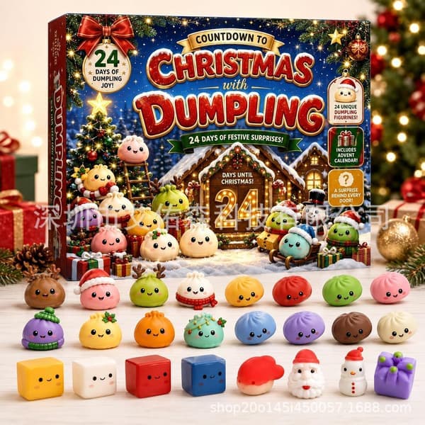 Squishy Julekalender 2026 til Voksne, 24 Mini Overraskelses Sensoriske Fidget Legetøj, Nedtællingsgave til Jul