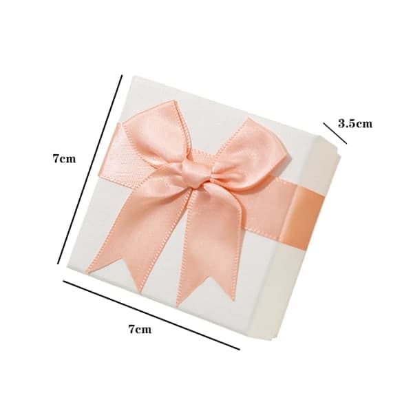 4 st små presentaskar för smycken, 7x7x3,5 cm smyckesdisplay presentaskar med rosett