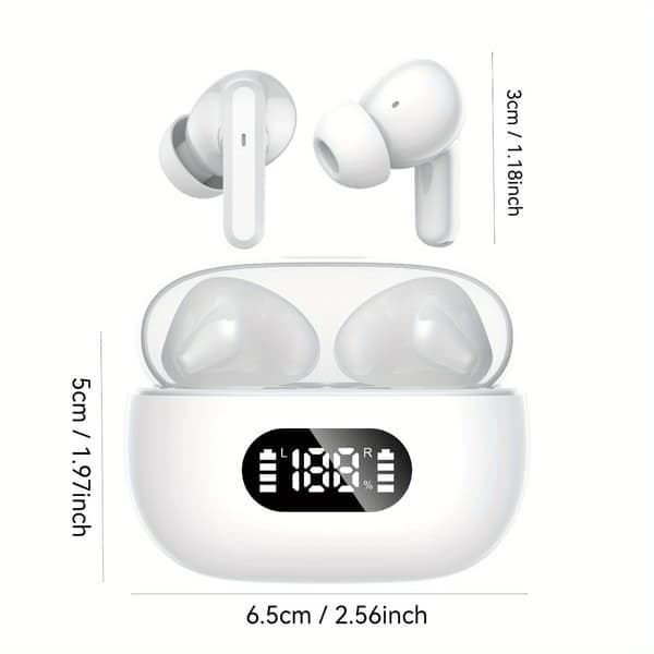 Trådløse Bluetooth In-Ear Hodetelefoner med LED-Ladeetui og Mikrofon Hvit Hvit Hvit