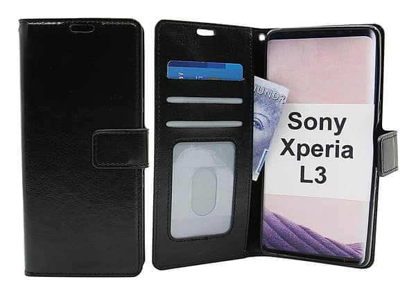Crazy Horse Pung Sony Xperia L3 Sort Svart