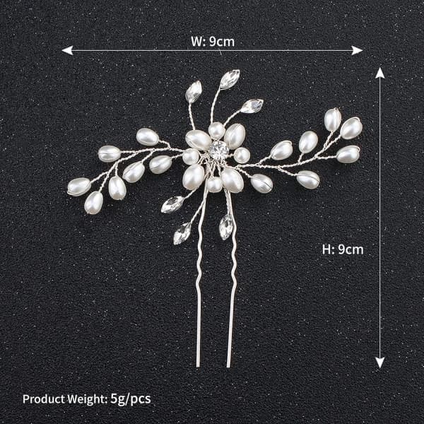 3 stk brudehårnåler perleblomst krystall brudepike smykker bryllupshårnåler rhinestone hodeplagg tilbehør hårnål