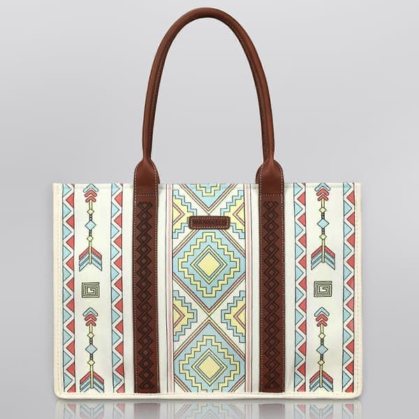 Wrangler Mulepose Western Tasker til Kvinder Skuldertaske Boho Aztec Håndtasker 100% Ny Beige Blå L