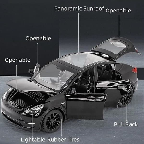 1/32 Tesla Model Y SUV Legetøjsbil Model Trykstøbt Legering Metal Miniature Lyd & Lys Træk Tilbage 1:32 Samleobjekter Gave til Drenge