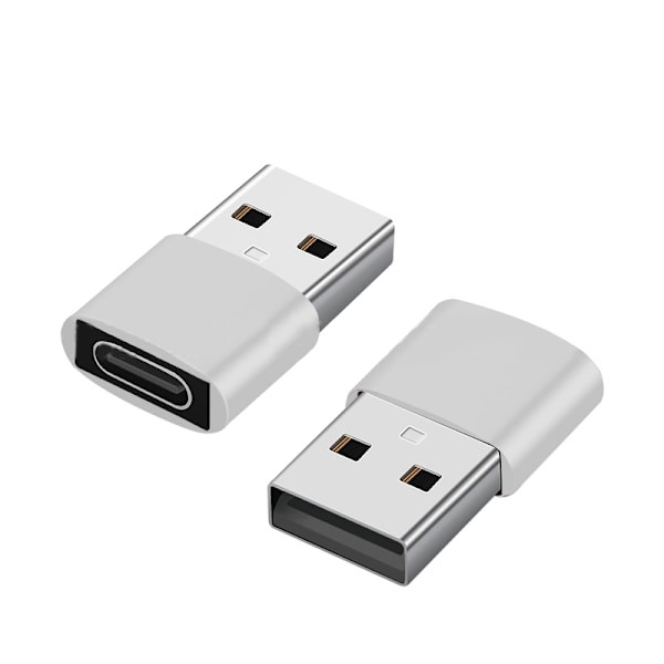 INF 2-pakning USB-C til USB-adapter, dataoverføring og lading, sølv Silver