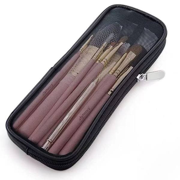 2 stk. Makeupbørste Taske Organizer, Rejse Kosmetik Opbevaringspose, Sort