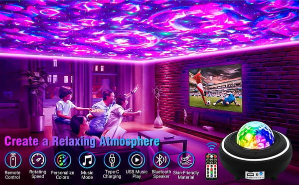 Stjerneprojektor LED Batteri - Galaxy Stjerneprojektor - 2.5t Sort