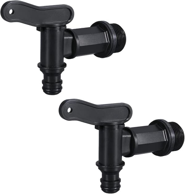1000L plast 3/4'' tankkran for regnvannsoppsamler, IBC vanntankadapter med låsemutterpakning og krankobling (2 stk)