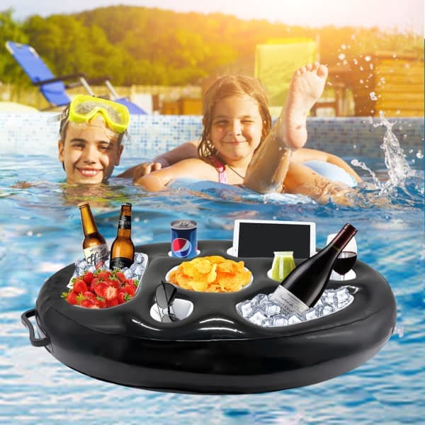 Oppustelig Drikkeholder Flydende Poolbar med 8 Huller til Drikkebægre 72*53*10cm