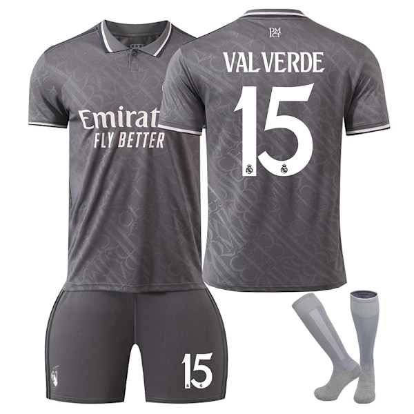 2425 Real Madrid Second Away Fotbollströja Nr. 7 Ronaldo, Nr. 5 Bellingham, Nr. 9 Mbappe och andra vuxna och barns fotbollströjor No.15 VALVERDE 18