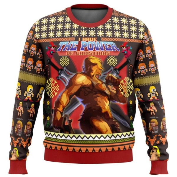 2024 Nya fashionabla höst- och vinterkläder för män och kvinnor HEYYEYA HE-MAN Ugly Christmas Sweatshirt Gåva Jultomten Pullover style 1 XL
