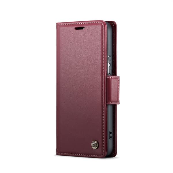 Samsung Galaxy S21 5G Scale CaseMe 023 Butterfly Buckle Litchi Texture RFID Antitheft Læder Vin Træt Vinrött