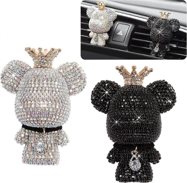 2-pak Bjørn Luftfrisker til Bil, Bling Luftventil Parfume Clips Bling Ventilfrisker Bil Luftfrisk