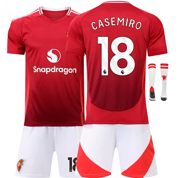 2425 Europeiska Röda Djävlar Fotbollsmatch Hemma No. 7 Cristiano Ronaldo 25 Sancho 10 Rashford och andra fotbollströjor för vuxna och barn No.18 CASEMIRO S