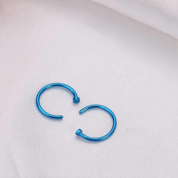 2 stk. Unisex Kirurgisk Stål Hængslet Klikker Segment Næseringe Bøjle Helix Brusk Øreringe Titanium Stål Kropspiercing Stud, Sort Blue