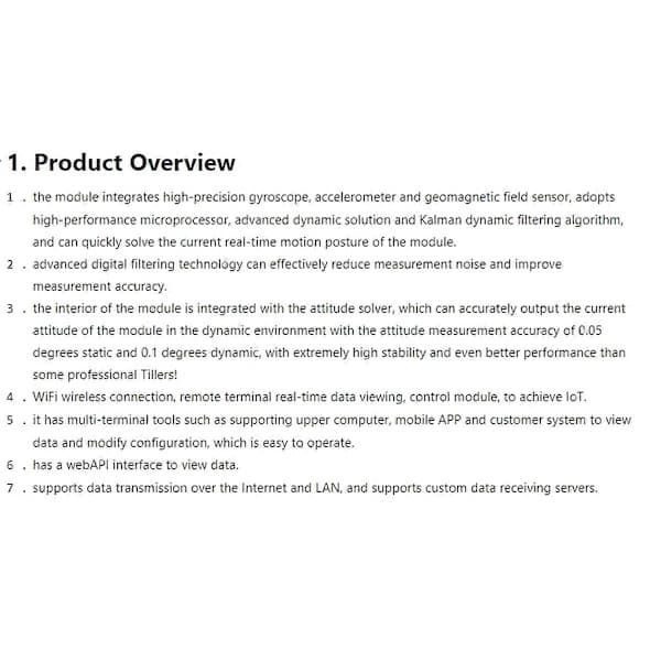 9-Axis WiFi Attitydsensor, Accelerometer Gyroskop Vinkel Magnetisk Lutningsmätningsmodul WT901