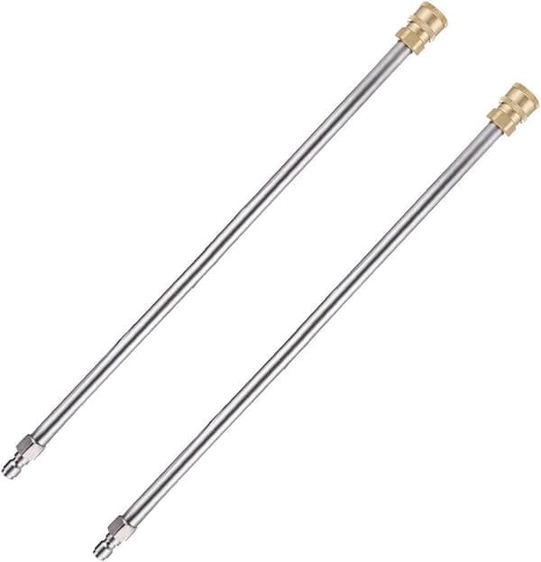 Högtryckstvätt förlängningsrör, 17\" rostfritt stål 1/4\" snabbkoppling elektrisk tvättpistol, 2-pack