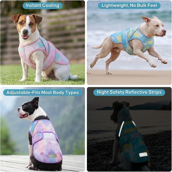 Kølevest til hunde, letvægts kølejakke til hunde, 3D åndbare mesh-skjorter til kæledyr til sommer med reflekterende stribe, sol M