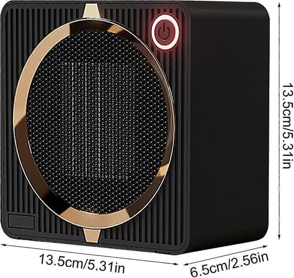 Liten Elektrisk Elementvärmare 500W, PTC Keramisk Mini Skrivbordsvärmare, Inomhusbruk, Överhettnings- och Vältskydd Black EU Plug