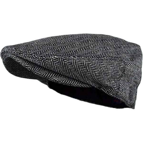Klassisk sildebensvævet flat cap i uldblanding til mænd, koksgrå L/XL