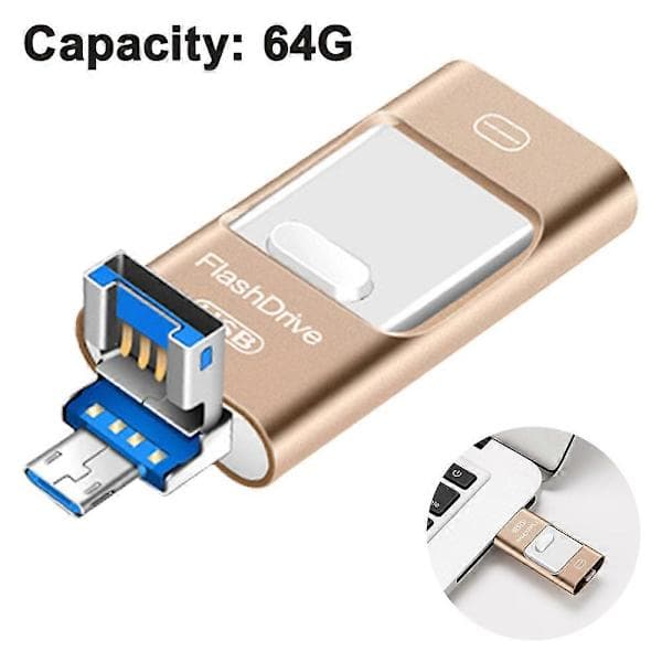 Photo Stick til iPhone – MFi-certificeret ekstern lagerplads Flash Drive, højhastigheds USB-hukommelse med multi-interface, Plug & Play 32GB Sølv Silver 32GB