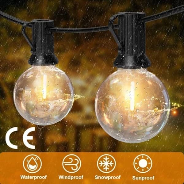 30 M LED-valonauha ulkokäyttöön - 50+2 särkymätöntä lamppua IP44 vedenpitävä