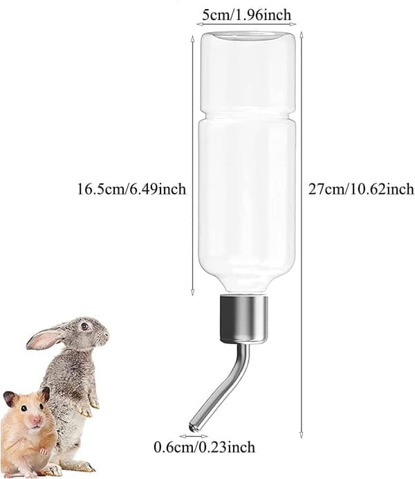Hamstervandflaske, 180 ml vanddispenser til små dyr, kaninvandfoderautomat, kaninhængende vandfontænedispenser, til små kæledyr