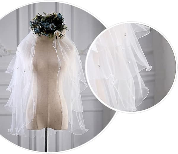 Bröllopshuvudbonad, Bröllopsbrudslöja med kam 4-lagers brudtyllslöja Bröllopshåraccessoarer