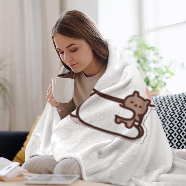 Bubu og Dudu Panda Fleecetæppe, Ultra - Blødt og Behageligt Flanneltæppe, Velegnet til Sofa, Airconditionerede Tæpper i