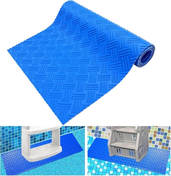 Poolstege Matta Skyddande Poolstege Matta med Halkfri Textur Blå Medium 91 X 23 Cm