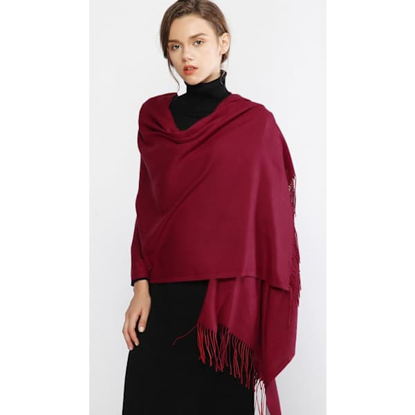 Pashmina-sjal og -skjerf for kvinner, bryllupssjal, vinter, elfenben Ivory
