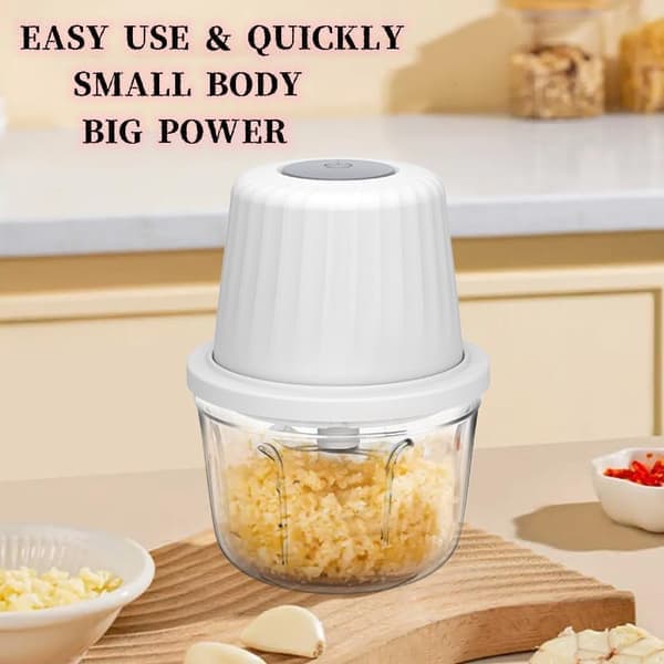 400ML Elektrisk Hvidløgshakker, Mini Bærbar Grøntsagshakker, Hvidløgsrive Løgblander til Grøntsager, Trådløs Foodprocessor