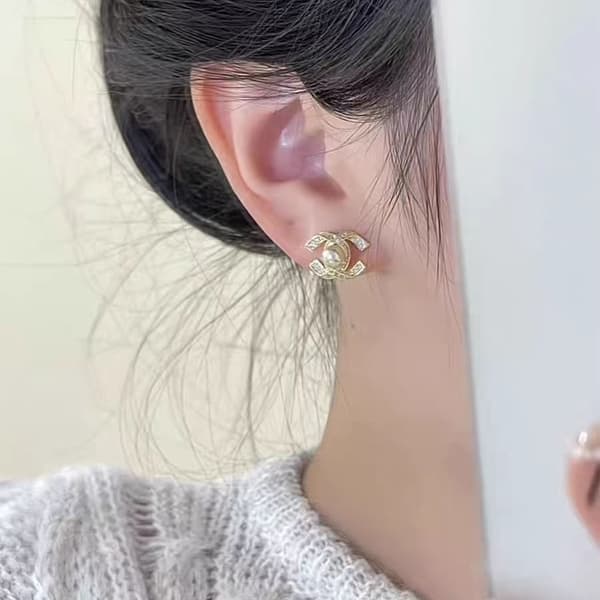 C Bogstav Øreringe Diamant Perle Øreringe Cc Klassiske Gaver Stil 4 Style 4