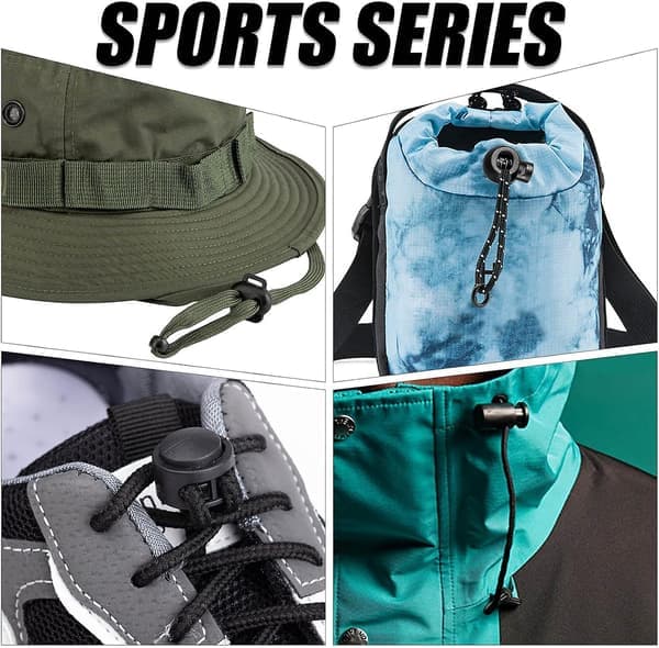 160 st plastsnörlås enkel dubbelhålsfjäderstopp för dragsko skosnören väskor mer 4 stilar