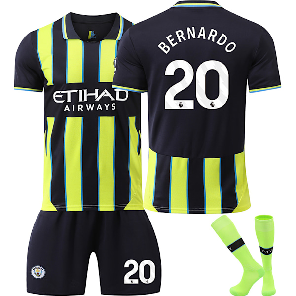 2425 Manchester City borta-tröja nr 9 Haaland, nr 17 De Bruyne och andra fotbollsset för vuxna och barn No.20 BERNARDO 2XL