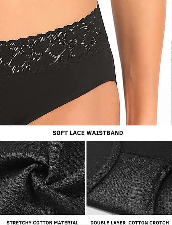 Bomuldsblonde trusser til kvinder Bløde bikini-trusser Komfortable hipster-stretch trusser med fuld dækning til damer 5-pak S-XL Sort Medium Medium