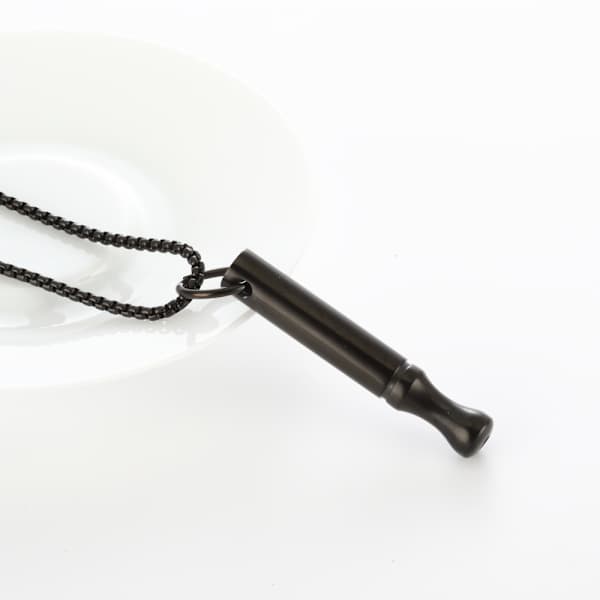 2x Åndedrætsmeditationshalskæde til angstlindring, stress- og rygestop, sort kæde (2 stk.)