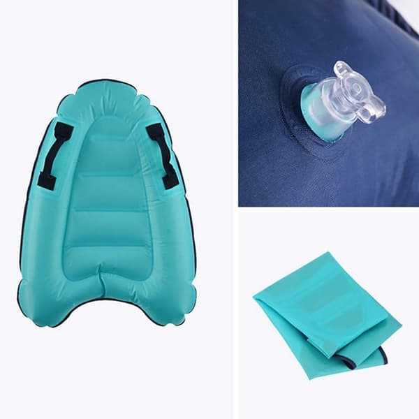 Oppblåsbart Boogie Board, bærbart, flytende, ensfarget, bøye, oppblåsbart surfebrett med håndtak, bassengflåte, vannski for strand